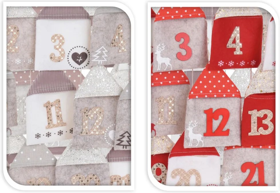 Kalendarz adwentowy DOMKI, 70 x 60 cm