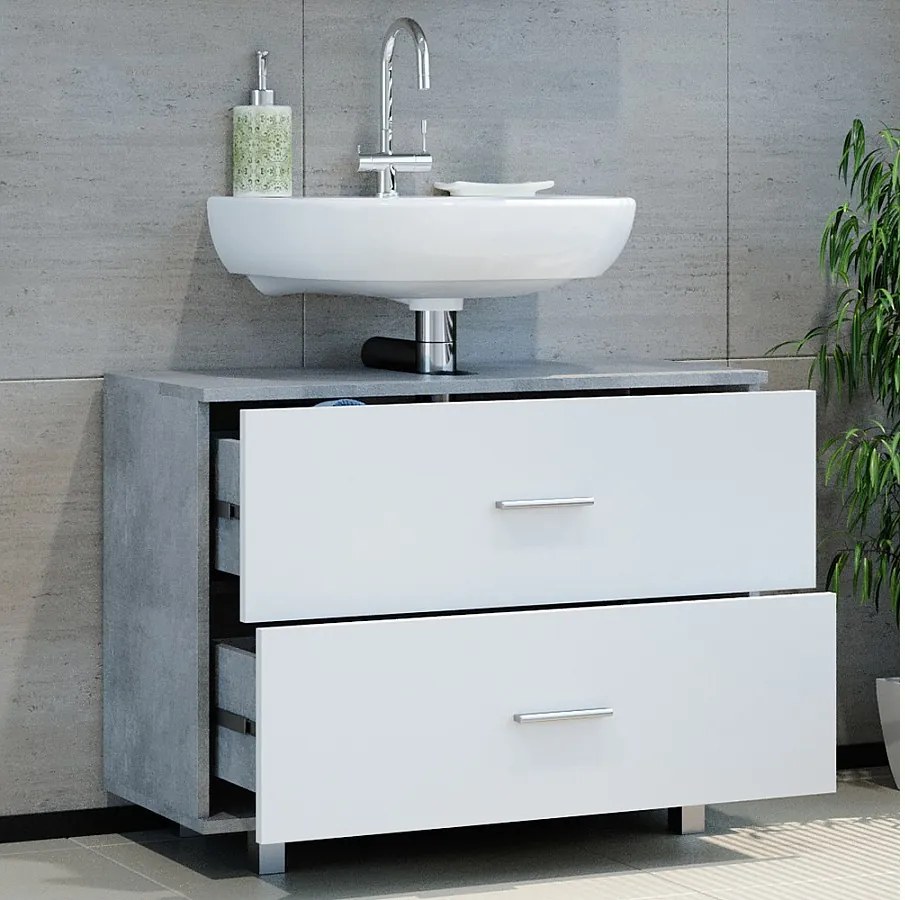 Szafka na wannę beton/biały 80x33x60.8 ilias