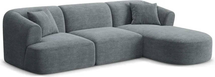 Ciemnoszary sztruksowy narożnik (prawostronny/z szezlongiem) Campi – Cosmopolitan Design