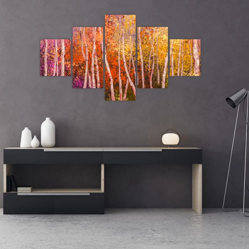 Obraz kolorowego lasu (125x70 cm)