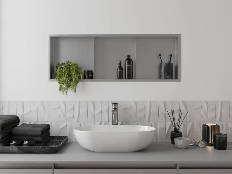 Mexen X-Wall-R półka wnękowa z kołnierzem i półką 90 x 30 cm, inox - 1910903010S