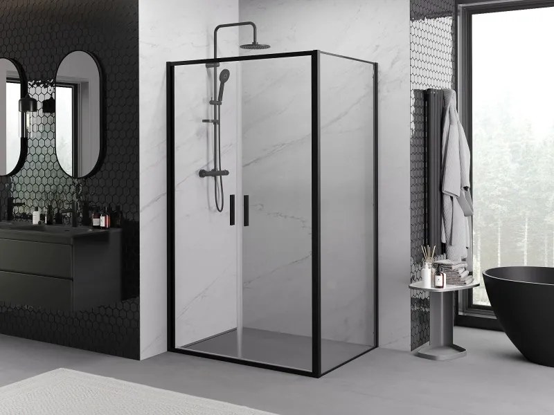 Mexen Exo kabina prysznicowa uchylna 100 x 80 cm, transparent, czarna - 814-100-080-70-00