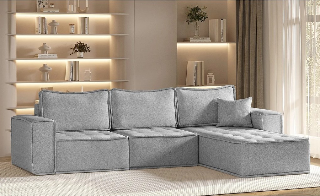 Narożnik w kształcie L Bohoo Maxi, tkanina Raven, Grafitowy, Prawy