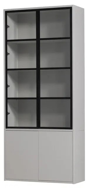 Jasnoszara witryna z litego drewna sosnowego 101x230 cm Basic – vtwonen