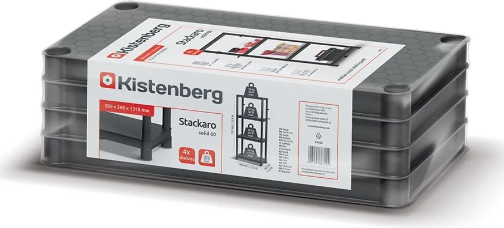 Prosperplast Regał warsztatowy STACKARO SOLID SMALL, 58x28x131,5cm, czarny