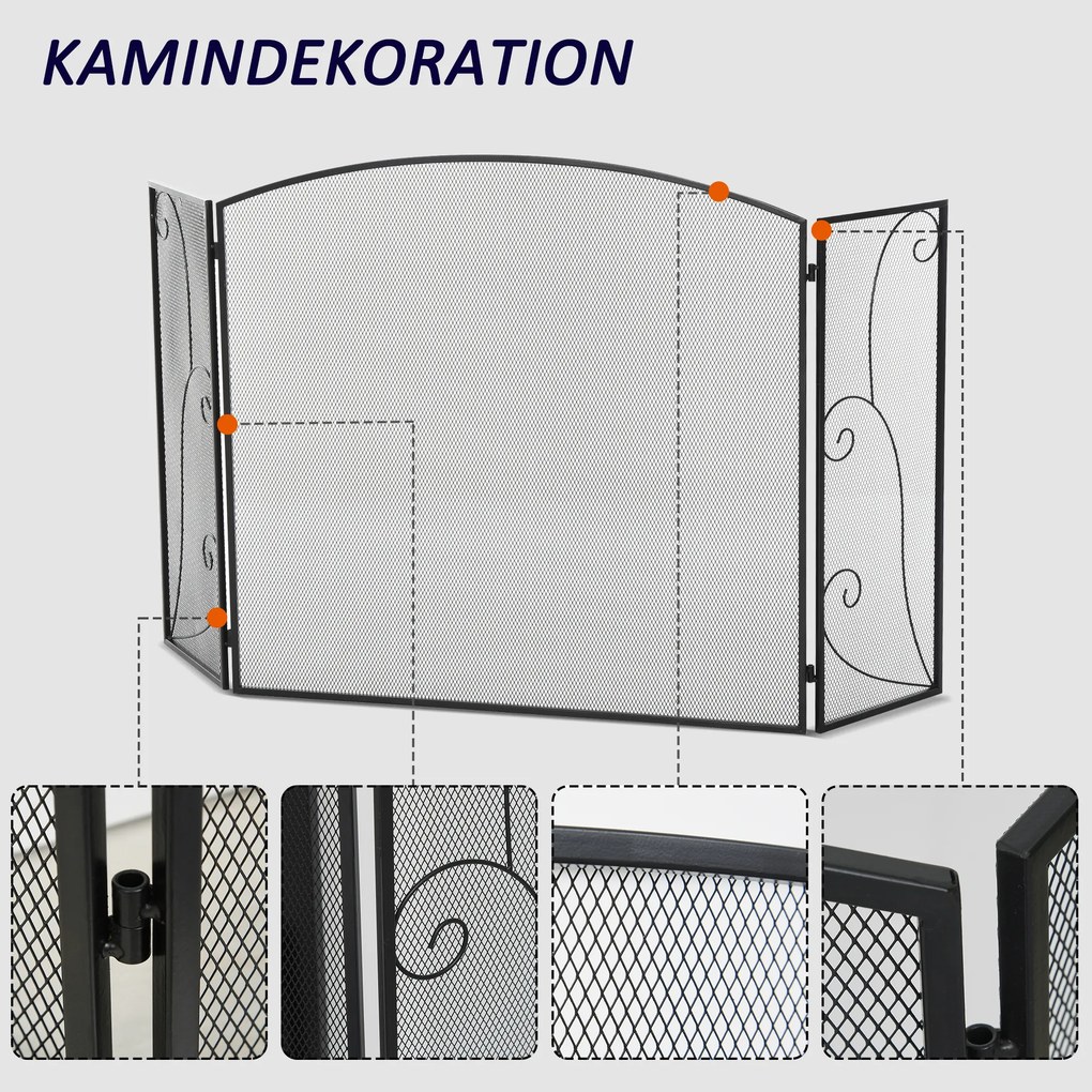 HOMCOM Kamingitter, Kaminschutzgitter z 3 panelami, Funkenschutzgitter,