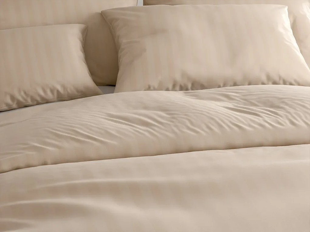 PrzytulneMieszkanie.pl PrzytulneMieszkanie.pl Hotelowa pościel z mikrofibry JASMINE PURE cappuccino - pasek 2 cm Rozmiar pościeli: 70 x 90 cm | 140 x 200 cm