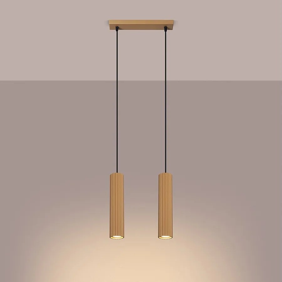 Lampa wisząca minimalistyczny Gloow, aluminium - 2 źródło światła 3000K - L.30 x H.90 cm - złoty