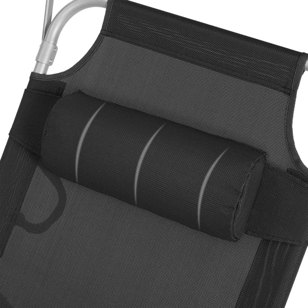 Leżak ogrodowy LAGUNA z regulowanym daszkiem, 193x53x29cm, czarny SongmicsHome