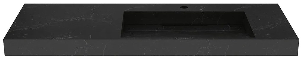Umywalka wisząca solid surface z efektem czarnego marmuru - 120 x 45 x 8 cm - OKAPA