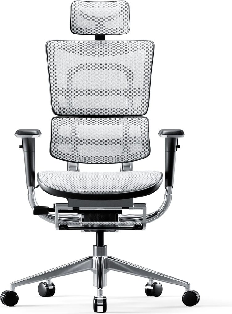 Fotel biurowy z podnóżkiem Diablo V-Master, zgodny z normą BHP, kolor czarno-biały