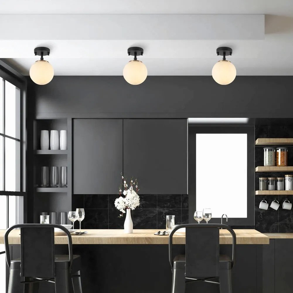 Czarno-biała lampa sufitowa ze szklanym kloszem ø 15 cm Atmaca – Opviq lights