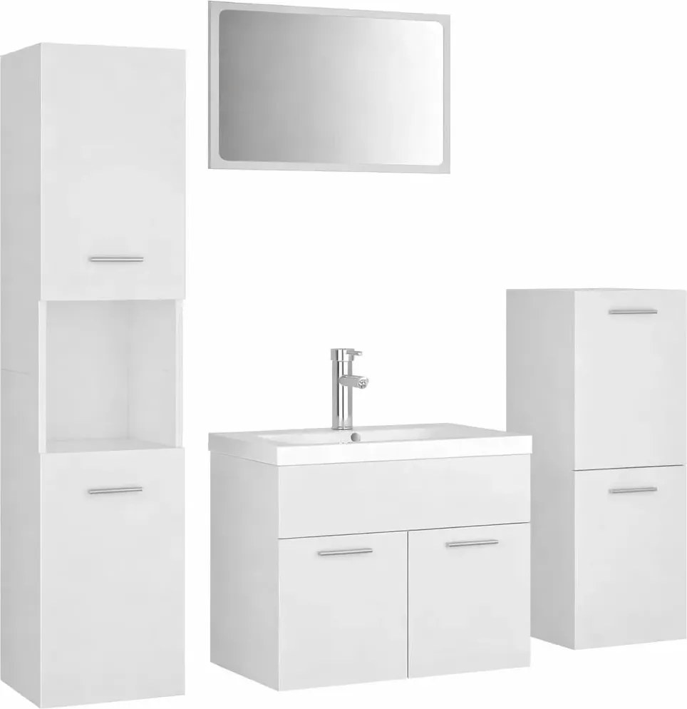 4 elementowy komplet mebli łazienkowych z umywalką 60 biały mat F5-D72