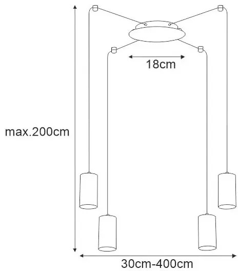 Industrialna czarna lampa wisząca pająk - S781-Rixton