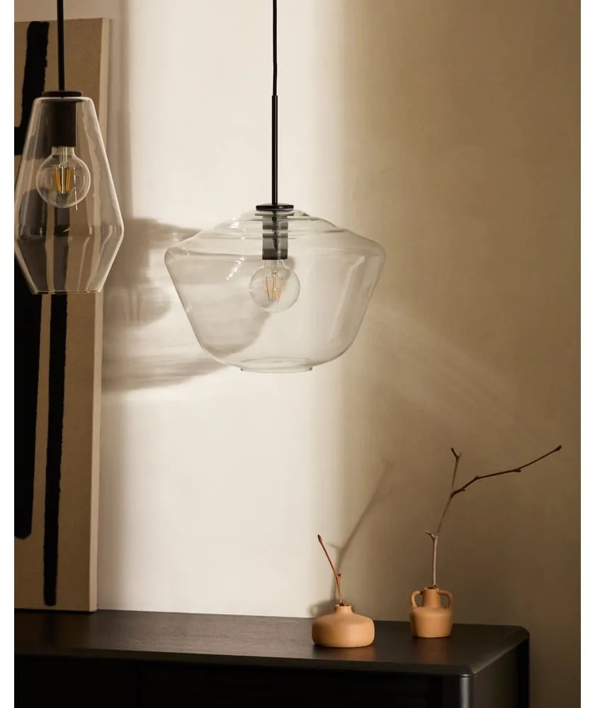 Czarna lampa wisząca ze szklanym kloszem ø 34 cm Mao – Kave Home