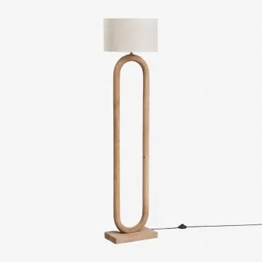 Lampa Podłogowa Z Drewna Mango Tyberia Drewno Mango & Jasnoszary Taupe Ø40 Cm - ↑30 Cm Arlina - Sklum