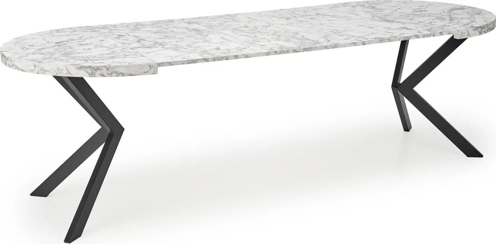 Okrągły rozkładany stół do jadalni Peroni biały marmur / czarny