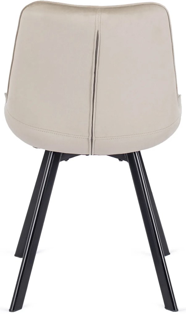 Krzesło Tapicerowane do Salonu RICK Ecru Welurowe Nowoczesne Loft