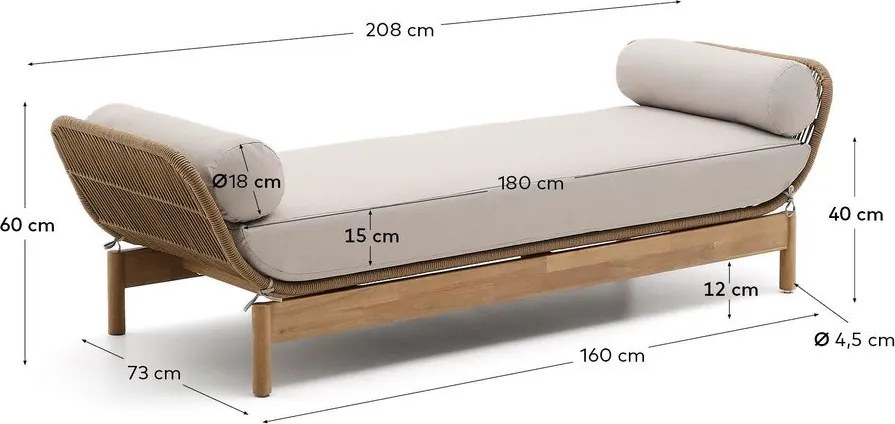 Sofa ogrodowa z litego drewna akacjowego w naturalnym kolorze Catalina – Kave Home