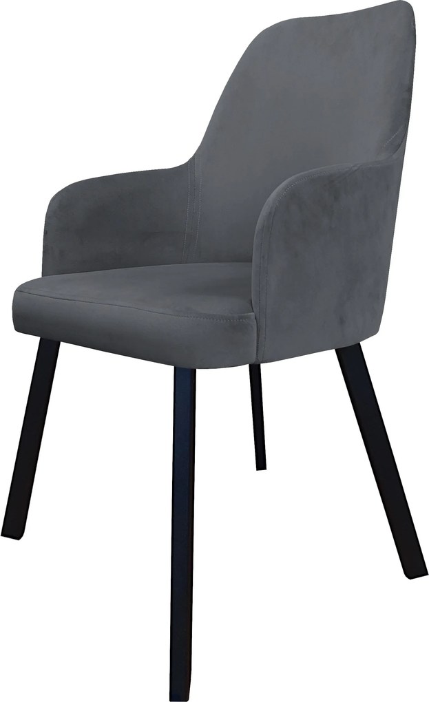 Krzesło WESTA tkanina Welur noga metalowa elegancki styl loftowy : Kolor nogi - Czarna profil, Kolor tkaniny - VELVET - BL14, Typ siedziska - Siedzisko stałe