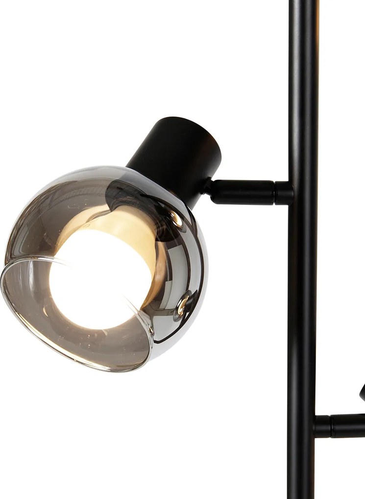 Inteligentna lampa stojąca czarna z przydymionym szkłem, w tym 3 Wifi P45 - Vidro