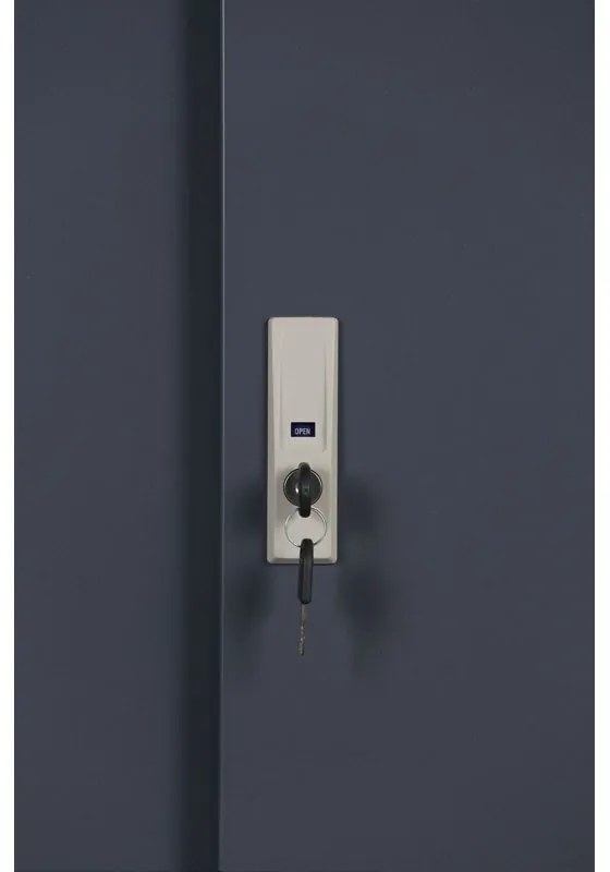 Metalowa szafa z przesuwnymi drzwiami, 2 półki, 1000 x 1200 x 450 mm, ciemnoszary