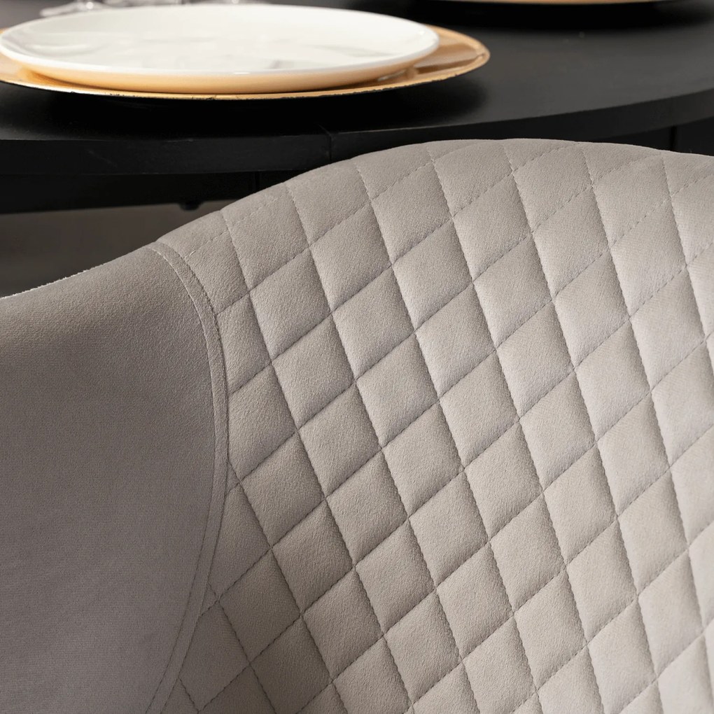 Krzesło Tapicerowane do Salonu INNES 2 Szare Welurowe Nowoczesne Loft