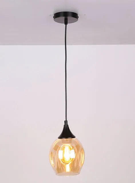 Czarna lampa wisząca ze szklanym brązowym kloszem - Z30 R3-T31