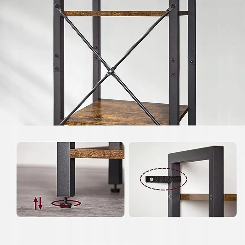 Wąski regał w industrialnym stylu loft - 40x30x187,5 cm, metalowa rama