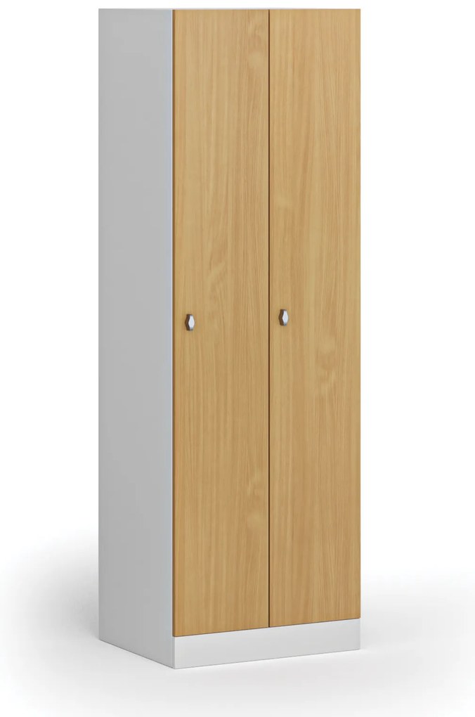 Szafka ubraniowa S1, 2-drzwiowa, 1850 x 600 x 500 mm, demontaż, zamek obrotowy, drzwi laminowane, buk