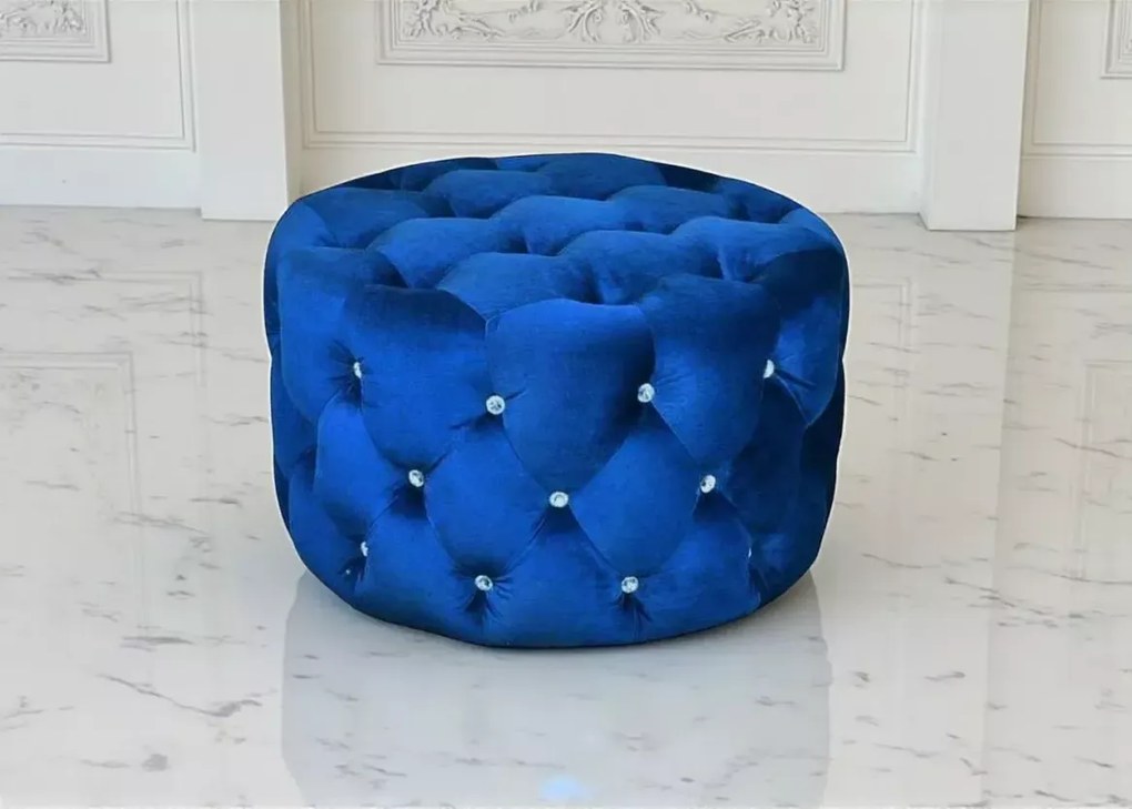Tapicerowana pufa okrągła Chesterfield Moet 63 cm