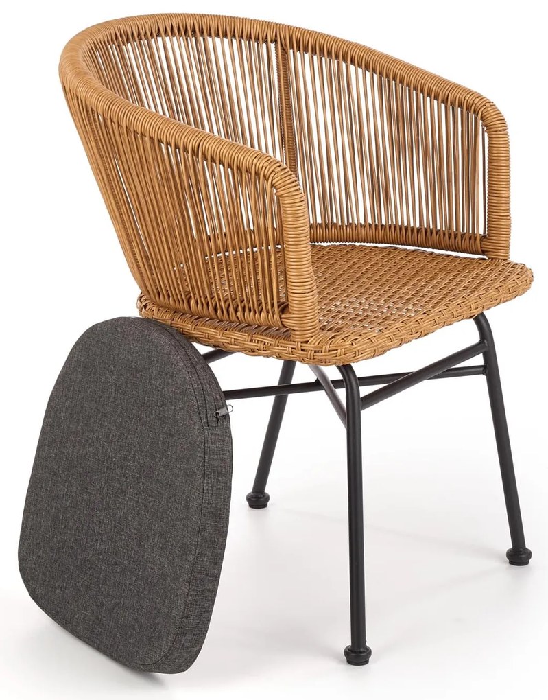 K400 krzesło czarny , naturalny, popielaty, rattan, tkanina, boho,