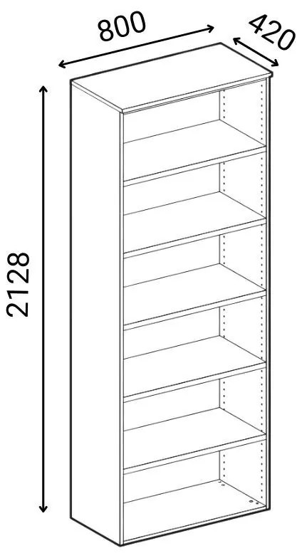 Szafa biurowa kombinowana PRIMA GRAY, drzwi przesuwne na 2 poziomach, 2128 x 800 x 420 mm, szary/brzoza