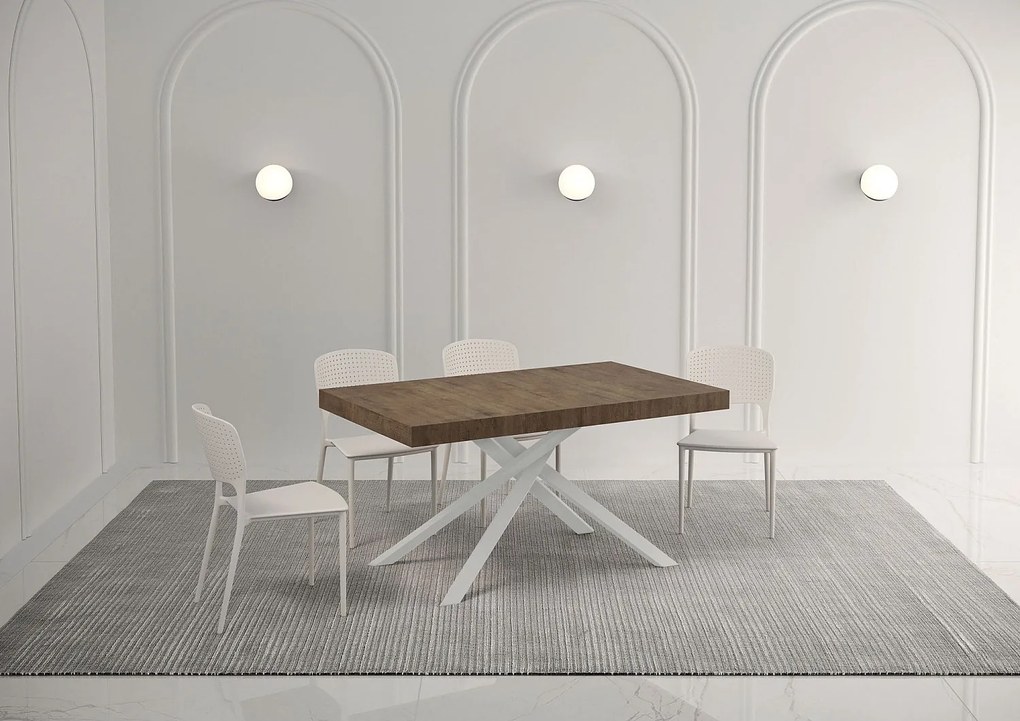 Stół rozkładany 140/244x90 cm Karida Premium orzech nogi białe