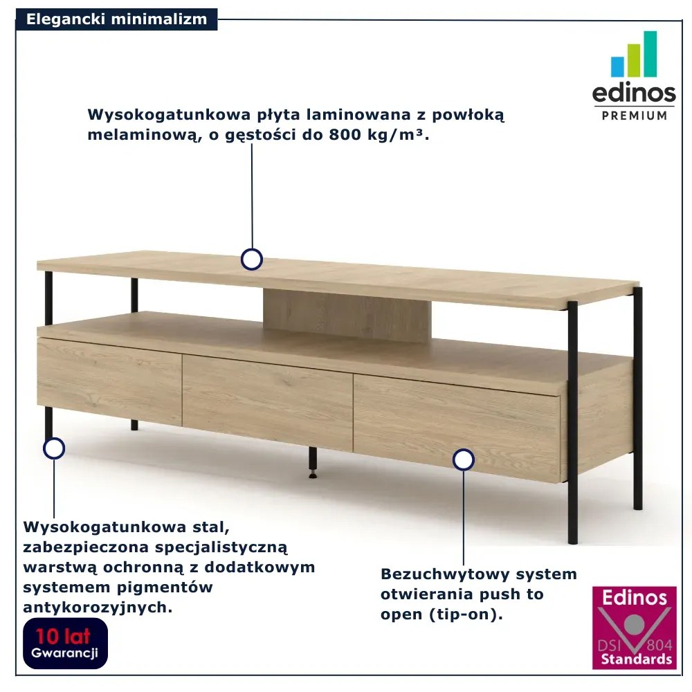 Minimalistyczna szafka RTV na nóżkach dąb cremona H0-T54