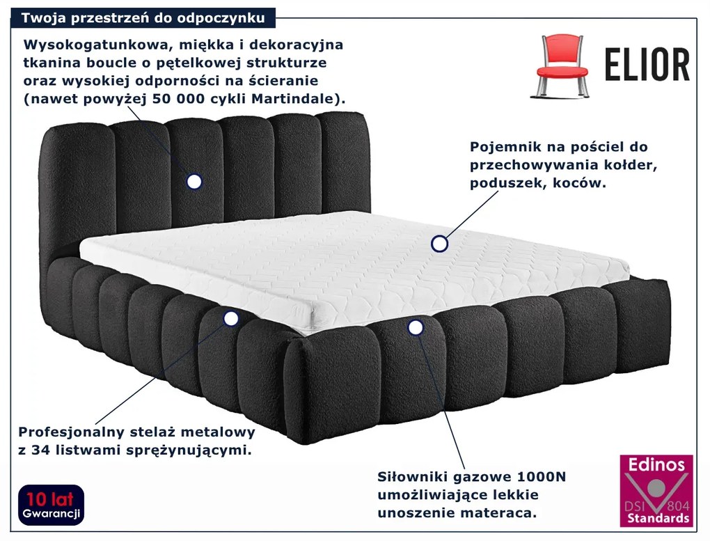 Czarne nowoczesne łóżko tapicerowane buble W0-S72