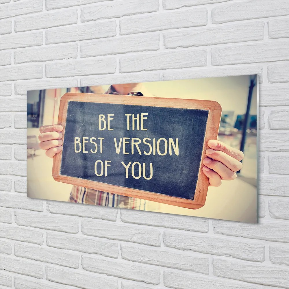 Szklany Panel Drewniana Tabliczka z Napisem