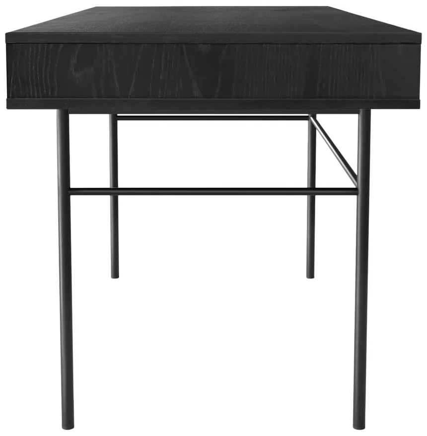 Czarne biurko Woodman Stripe, 130x60 cm