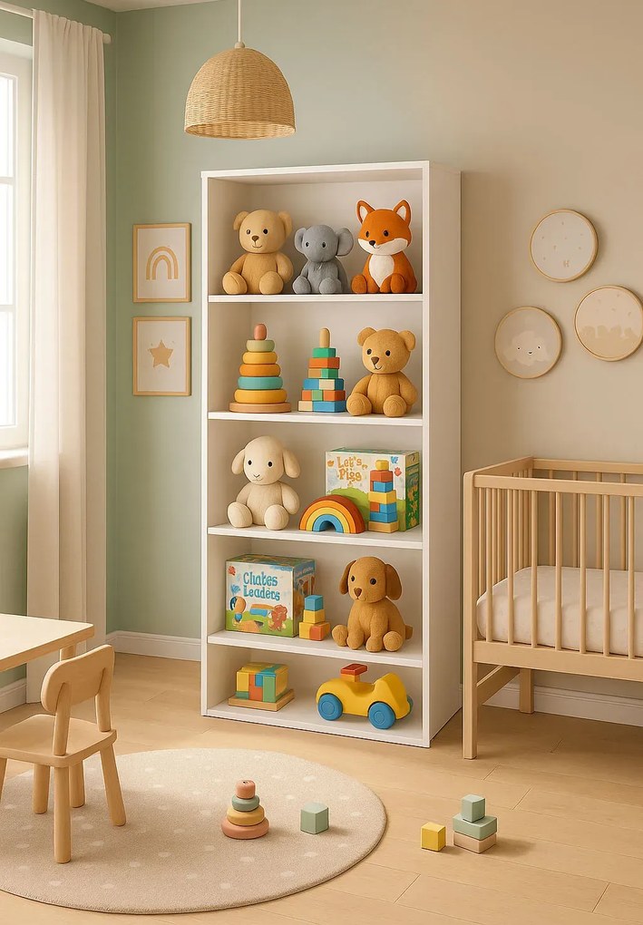 Biały duży regał dziecięcy na zabawki B7-F06