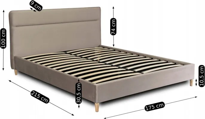 Łóżko Tapicerowane 160x200 cm ze Stelażem Dwuosobowe NICEA Welurowe Beżowe