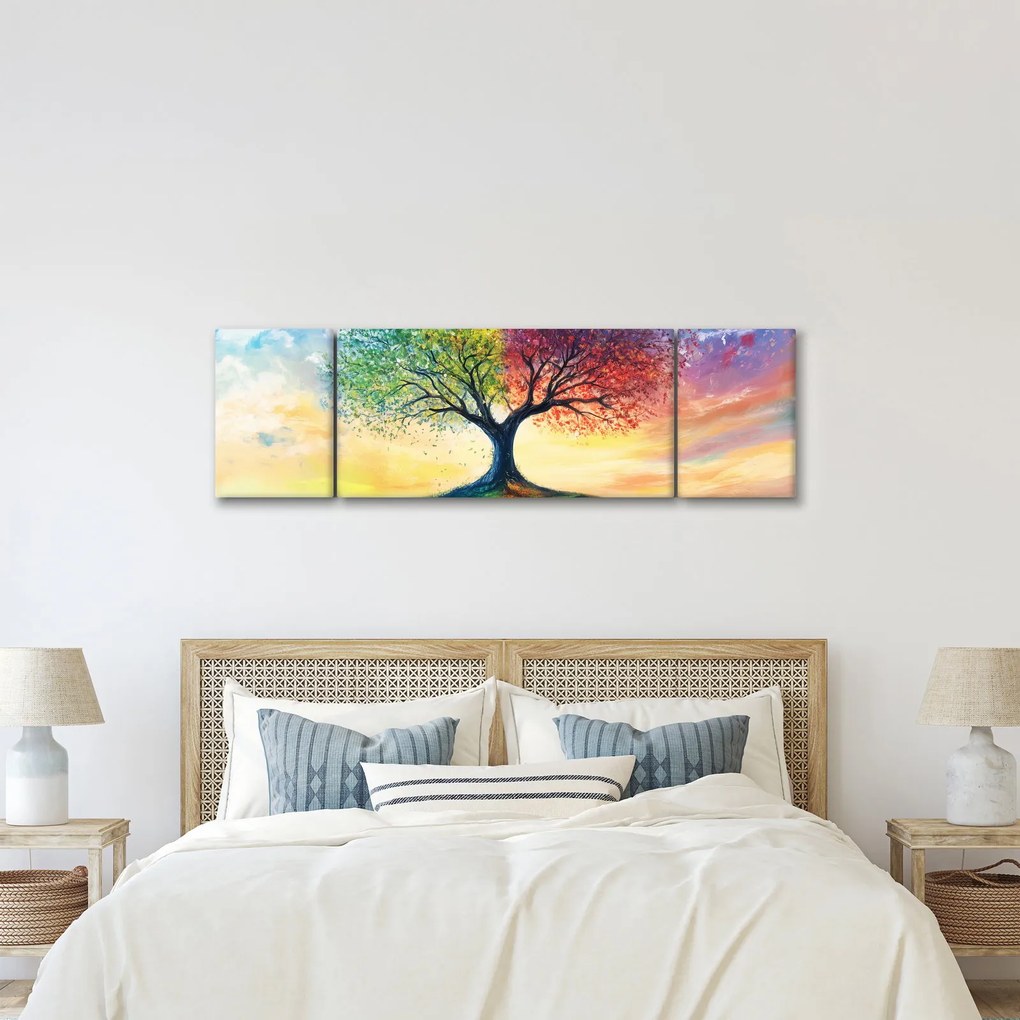 Obraz – Malowane drzewo czterech pór roku (170x50 cm)