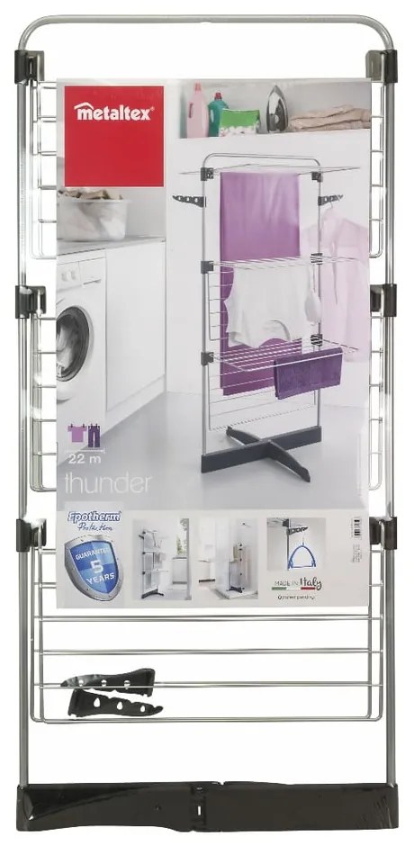 Suszarka na pranie w szaro-srebrnym kolorze 22 m Thunder – Metaltex