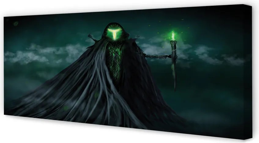 Zdjęcie na płótnie Mroczna Postać i Zielony Ogień