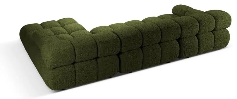 Zielony narożnik modułowy z materiału bouclé (prawostronny) Bellis – Micadoni Home