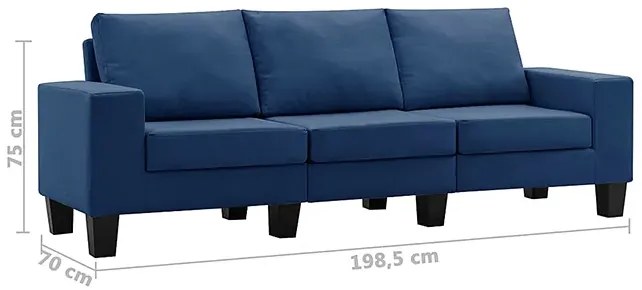 Trzyosobowa niebieska sofa z podłokietnikami - Lurra 3Q