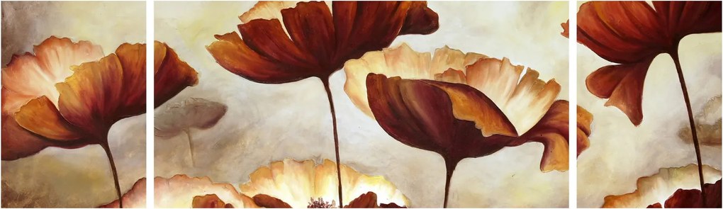 Obraz czerwonych kwiatów (170x50 cm)