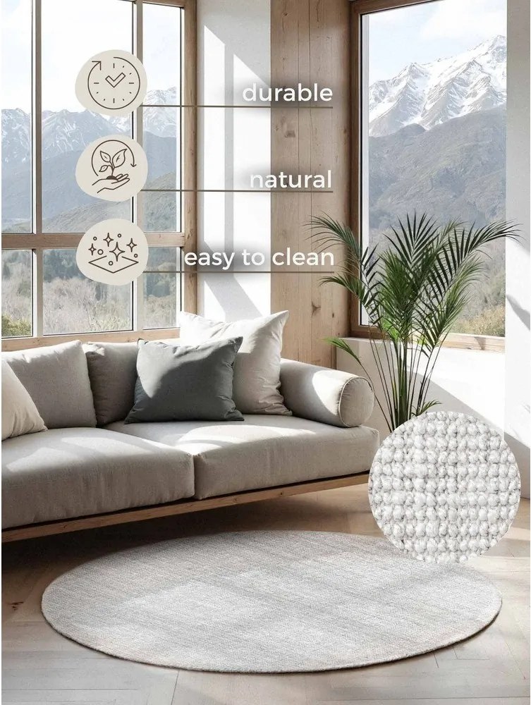 Jasnoszary okrągły dywan dwustronny tkany ręcznie z juty ø 200 cm Bouclé Jaipur – Hanse Home