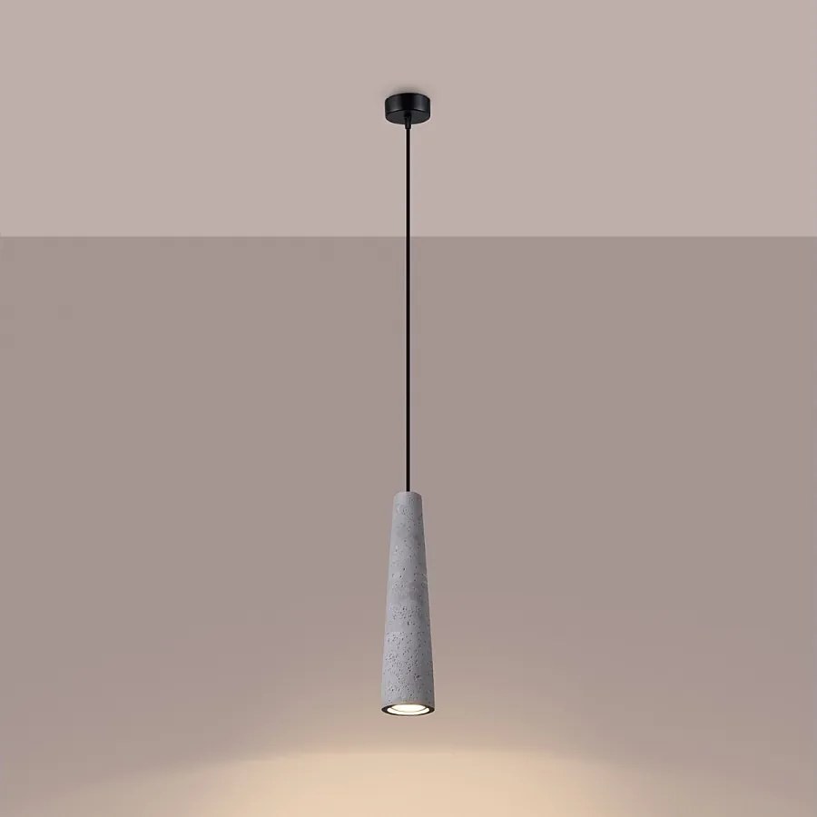 Lampy wiszące industrialny Zyntria, beton - 1 źródło światła 3000K - L.8 x H.125 cm - szary