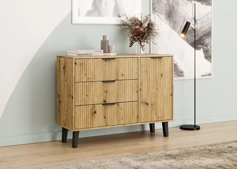 Nowoczesna komoda dąb artisan - Henex 6X
