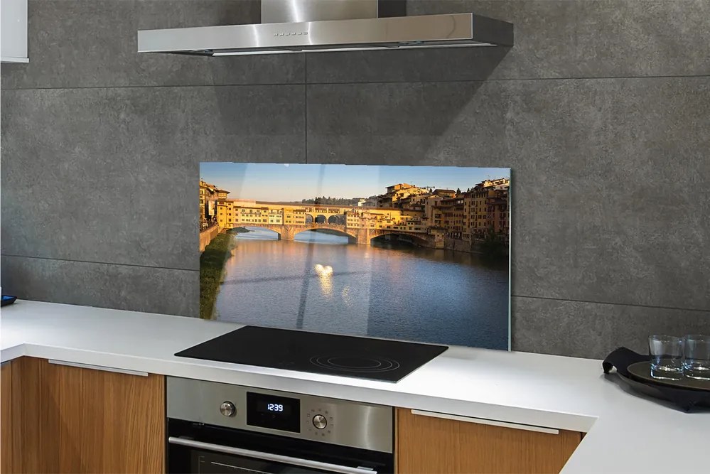 Panel szklany do Kuchni Wschód Słońca nad Mostami